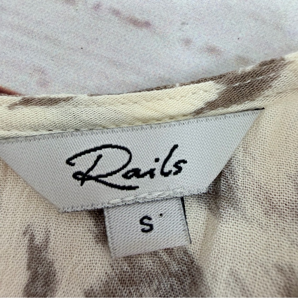 Rails Size Small Ora Puma Chiffon Ivory Beige Brown Animal Print Mini Dress - Picture 12 of 15